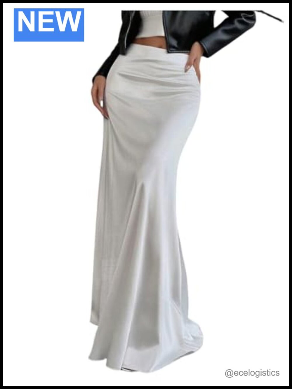 Flowy Ruffle Hem Satin Maxi Skirt High Waist Formal Party